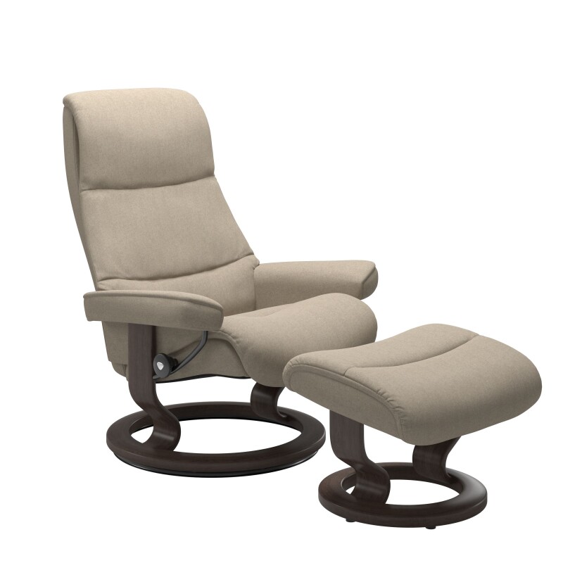 Stressless® View (M) Classic Base Recliner with Ottoman