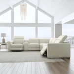 Aurora Coconut Milk Leather Power Reclining Sectional with Power Headrests - Image 3