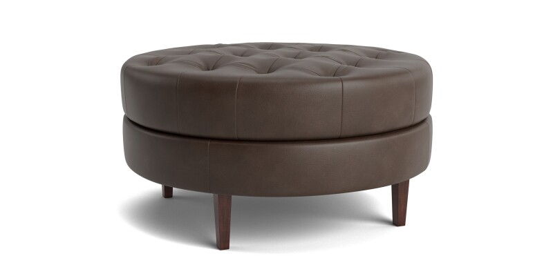 Delway Round Leather Ottoman