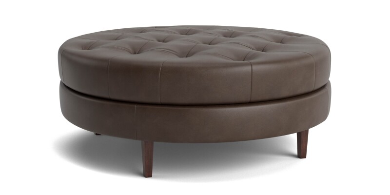 Delway Round Leather Ottoman