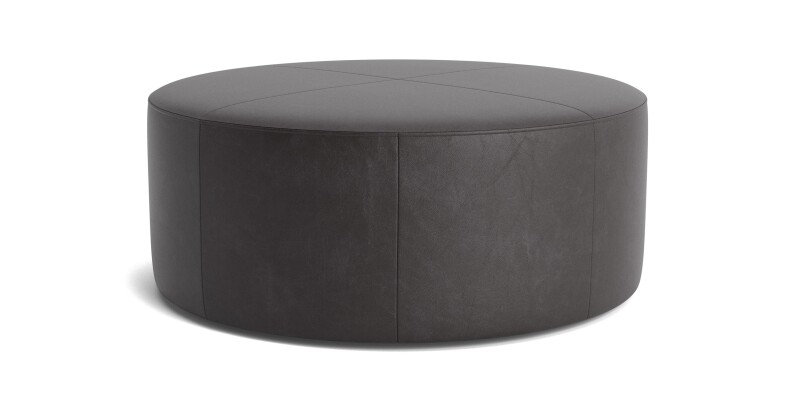 Kelly Leather Round Ottoman