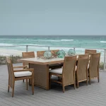 Savannah N-dura Resin Wicker Outdoor Teak Arm Chair - Image 3