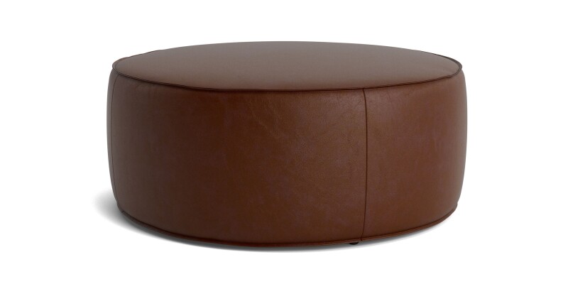 Rhonda Round Leather Ottoman