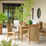 Savannah N-dura Resin Wicker Outdoor Teak Side Chair - Image 6