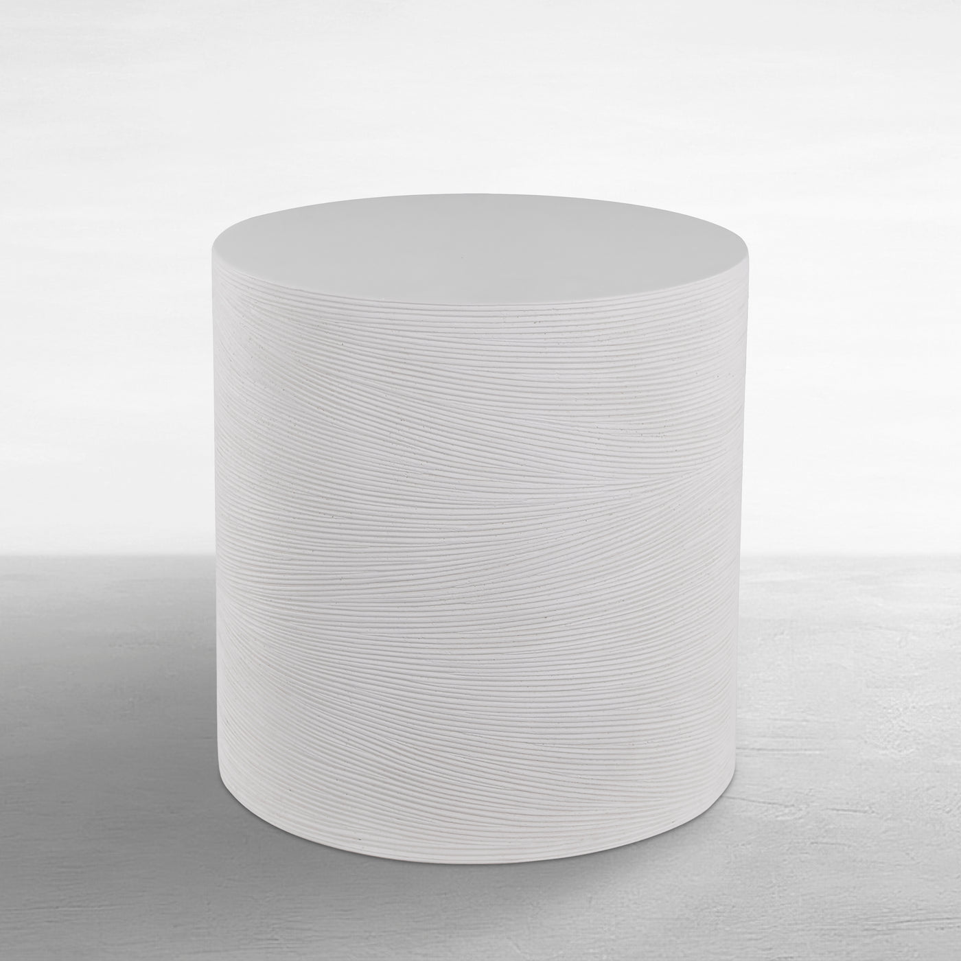 Caraway Cast Stone Round Outdoor Pedestal Side Table