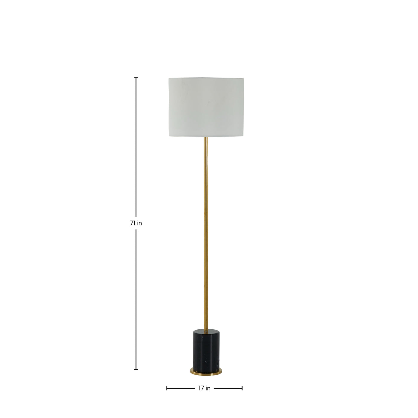 Gifford Metal Brass Floor Lamp 71 In. H Marble Base
