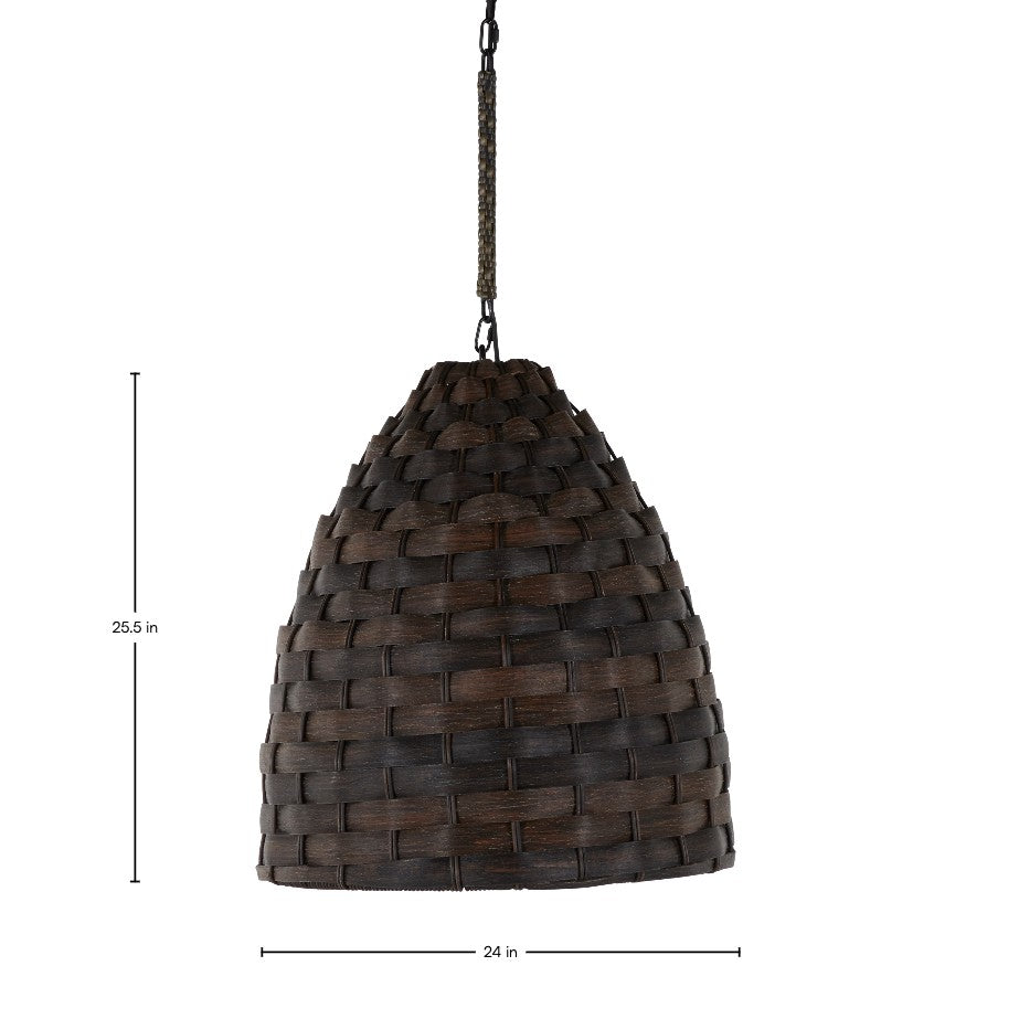 Hopkins N-dura Resin Wicker Dome Chandelier 24 In. D X 26.5 In. H