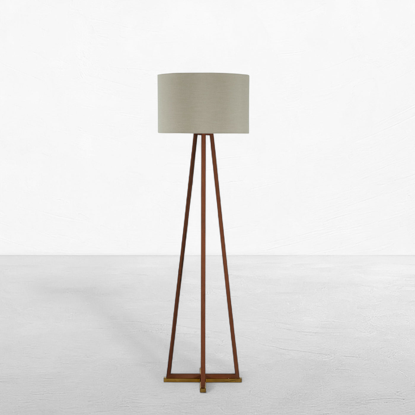 Jayda Wood Teak Floor Lamp 77 In. H Geometric Frame