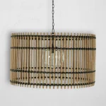 Sherman N-dura Resin Rattan Drum Chandelier 30 In. D X 21 In. H - Image 4