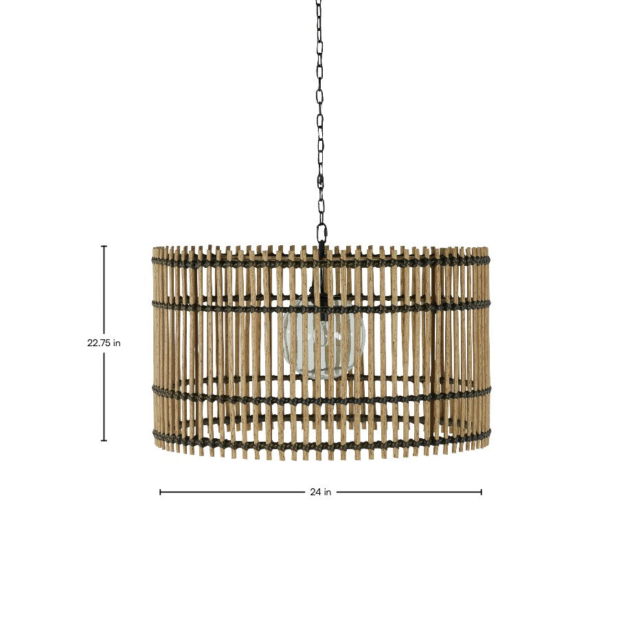 Sherman N-dura Resin Rattan Drum Chandelier 24 In. D X 2 2.75 In. H