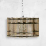 Sherman N-dura Resin Rattan Drum Chandelier 24 In. D X 2 2.75 In. H - Image 3