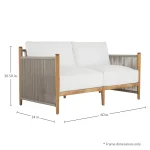 Pacifica Teak Rope Brass Outdoor Loveseat - Image 3