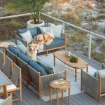 Pacifica Teak Rope Brass Outdoor Loveseat - Image 7