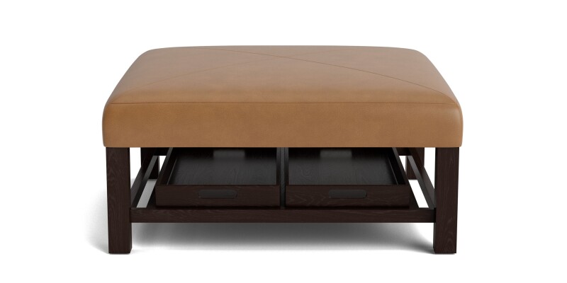 Lori Leather Ottoman with Trays