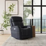 View Ocean Leather Power Swivel Recliner with Power Headrest - Image 3