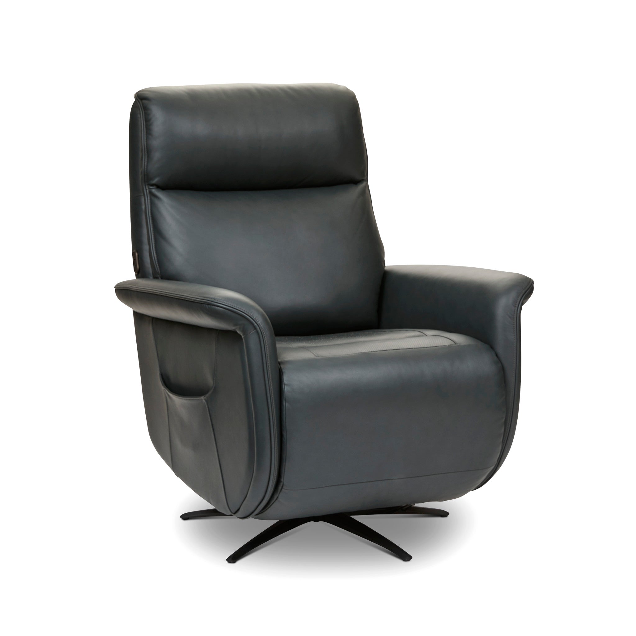 Haven Leather Power Swivel Recliner with Power Headrest, Lumbar, Heat, Massage & Ventilation