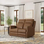 Maxwell Cedar Leather Power Reclining Loveseat with Power Headrests and Lumbar - Image 3