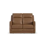 Maxwell Cedar Leather Power Reclining Loveseat with Power Headrests and Lumbar - Image 4