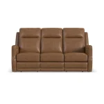 Maxwell Cedar Leather Power Reclining Sofa with Power Headrests and Lumbar - Image 4