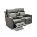 Maxwell Cinder Leather Power Reclining Loveseat with Console, Power Headrests and Lumbar - Image 7