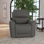 Carter Smoke Fabric Power Recliner with Power Headrest & Lumbar - Image 3