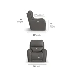 Carter Smoke Fabric Power Recliner with Power Headrest & Lumbar - Image 6