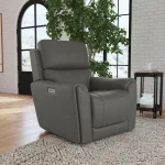 Carter Smoke Fabric Power Recliner with Power Headrest & Lumbar - Image 8
