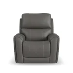 Carter Smoke Fabric Power Lift Recliner with Power Headrest, Lumbar, Heat & Massage - Image 4