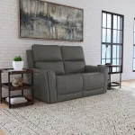 Carter Smoke Fabric Power Reclining Loveseat with Power Headrests & Lumbar - Image 3