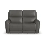Carter Smoke Fabric Power Reclining Loveseat with Power Headrests & Lumbar - Image 4