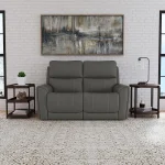 Carter Smoke Fabric Power Reclining Loveseat with Power Headrests & Lumbar - Image 7