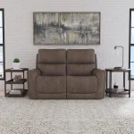 Carter Cappuccino Fabric Power Reclining Loveseat with Power Headrests & Lumbar - Image 3