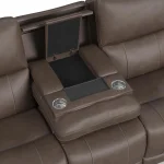Carter Cappuccino Fabric Power Reclining Sofa with Console & Power Headrests & Lumbar - Image 11