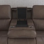 Carter Cappuccino Fabric Power Reclining Sofa with Console & Power Headrests & Lumbar - Image 7