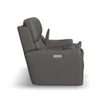 Carter Smoke Fabric Power Reclining Loveseat with Console & Power Headrests & Lumbar - Image 11
