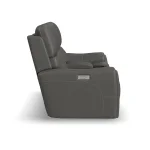 Carter Smoke Fabric Power Reclining Loveseat with Console & Power Headrests & Lumbar - Image 5