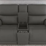 Carter Smoke Fabric Power Reclining Loveseat with Console & Power Headrests & Lumbar - Image 7