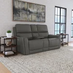 Carter Smoke Fabric Power Reclining Loveseat with Console & Power Headrests & Lumbar - Image 8