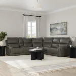 Carter Smoke Fabric Power Reclining Sectional with Power Headrests & Lumbar - Image 3