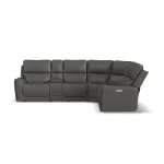 Carter Smoke Fabric Power Reclining Sectional with Power Headrests & Lumbar - Image 4