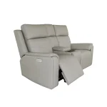 Vernon Dove Grey Fabric Power Reclining Loveseat with Console, Power Headrests, Lumbar, Heat & Massage - Image 11