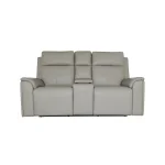 Vernon Dove Grey Fabric Power Reclining Loveseat with Console, Power Headrests, Lumbar, Heat & Massage - Image 3