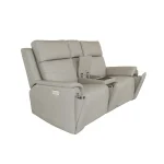 Vernon Dove Grey Fabric Power Reclining Loveseat with Console, Power Headrests, Lumbar, Heat & Massage - Image 9