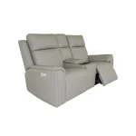 Vernon Dove Grey Fabric Power Reclining Loveseat with Console, Power Headrests, Lumbar, Heat & Massage - Image 10