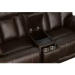 Clive Clove Fabric Power Reclining Loveseat with Console, Power Headrests & Lumbar - Image 6