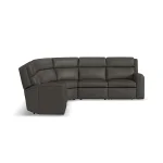 Wyatt Gunmetal Leather Power Reclining Sectional with Power Headrest & Lumbar - Image 5