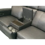 Wyatt Gunmetal Leather Power Reclining Sectional with Power Headrest & Lumbar - Image 6