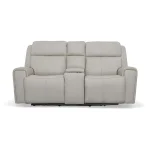 Barnett Gray Matters Leather Power Reclining Loveseat with Console, Power Headrests & Lumbar - Image 3