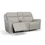 Barnett Gray Matters Leather Power Reclining Loveseat with Console, Power Headrests & Lumbar - Image 5