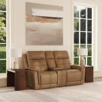 Ranger Leather Power Reclining Loveseat with Console, Power Headrest, Lumbar, Heat & Massage - Image 3